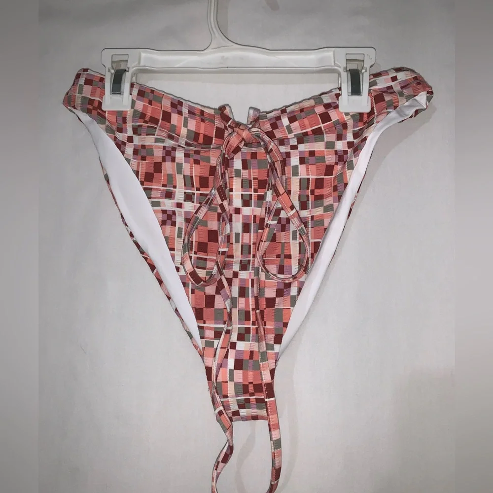 NWT L*Space Joy Bitsy Bikini Swim Bottoms Wrap Around Block Party Large